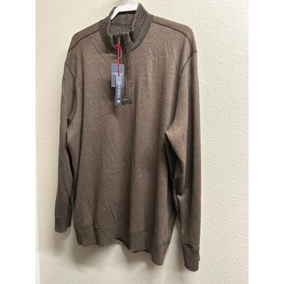 NWT Reversible Men’s Cremieux Quarter Zip Sweater Brown Black Design size XXXL - Picture 9 of 11
